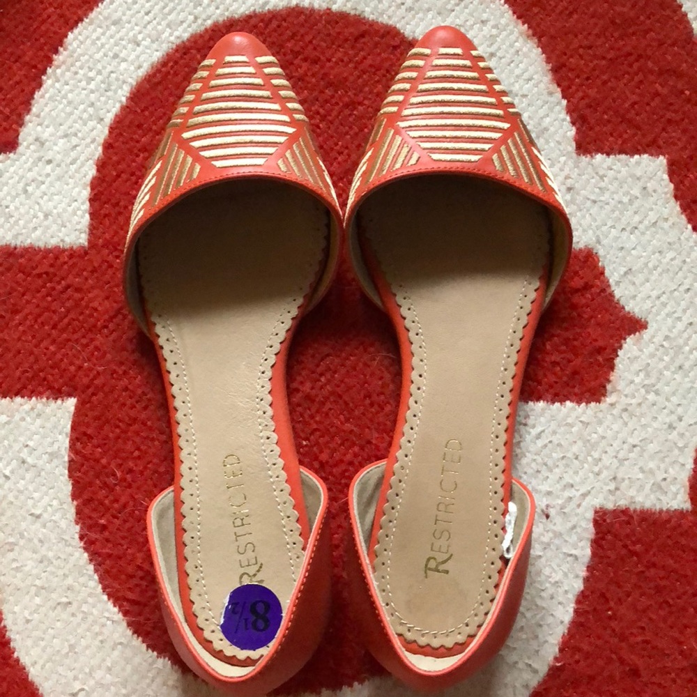 Awesome Orange & Gold flats 8.5 Nordstrom Rack